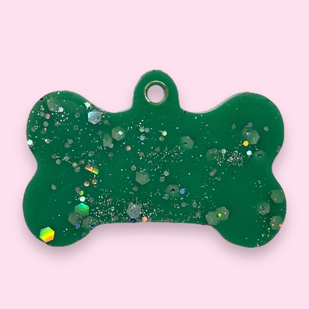 LARGE GREEN GLITTER TAG