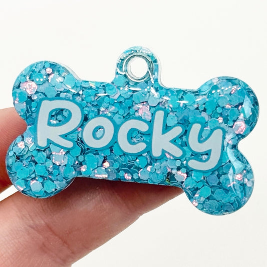 BLUE GLITTER TAG