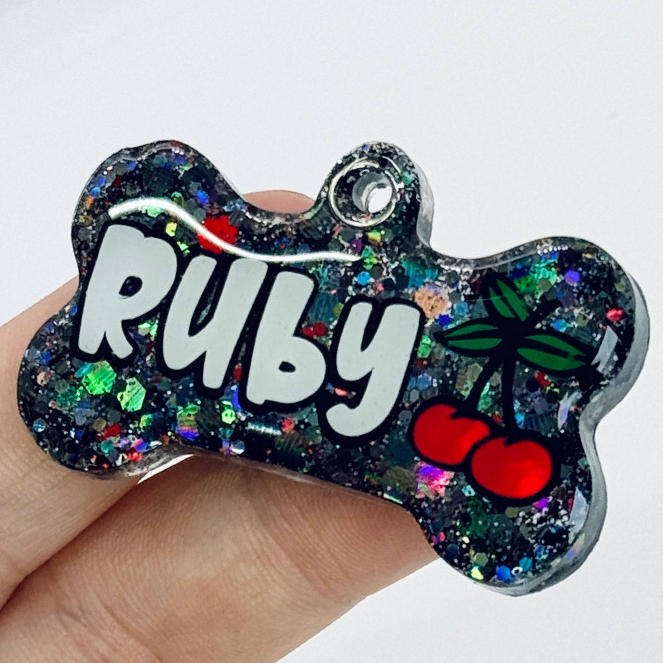 CHERRY RESIN DOG TAG 🍒