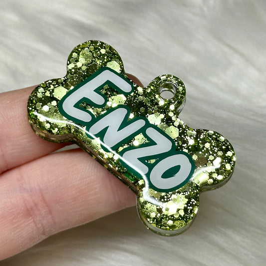 ENCHANTED GREEN GLITTER TAG