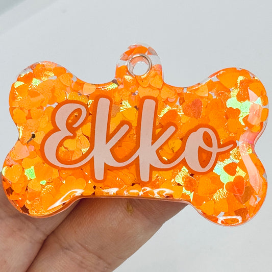 ORANGE HEART GLITTER TAG