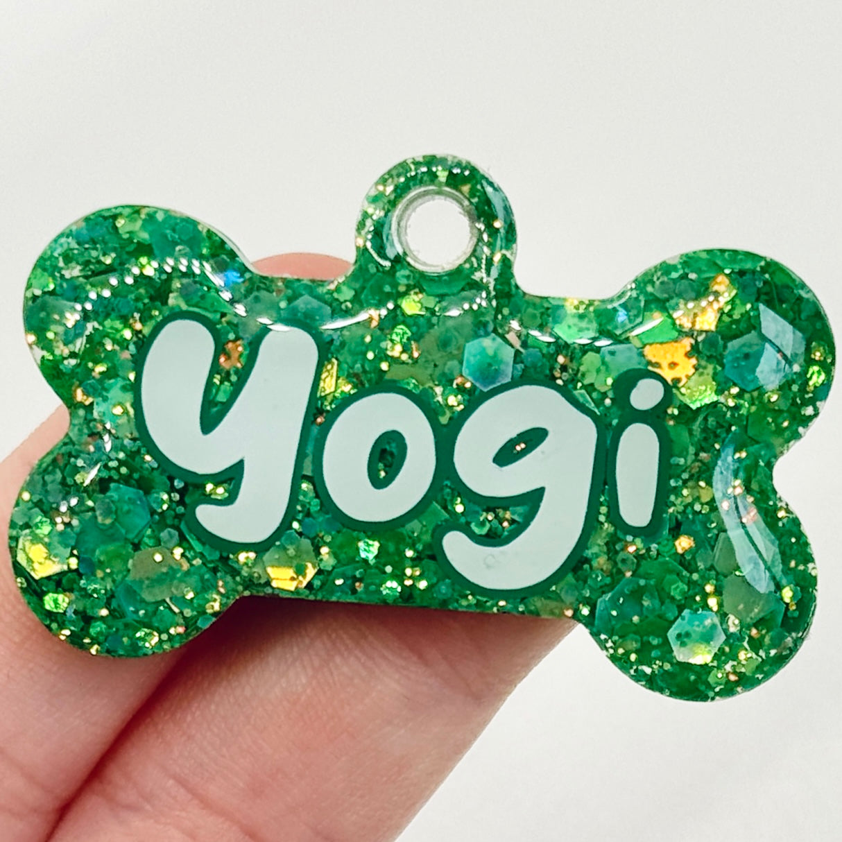 GREEN CHUNKY GLITTER TAG