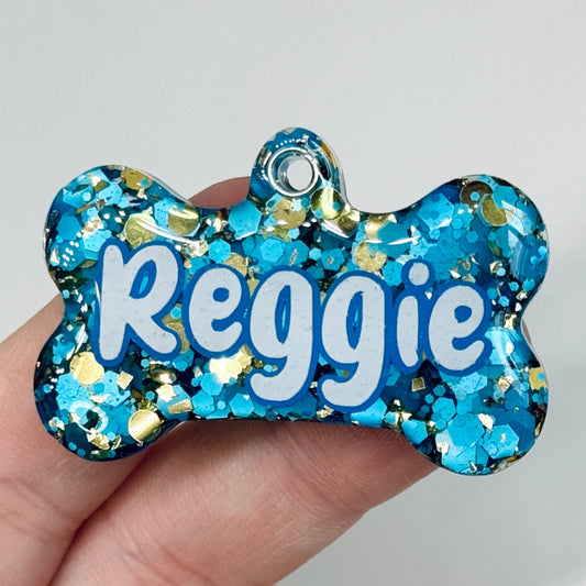 BLUE GOLD RUSH GLITTER TAG