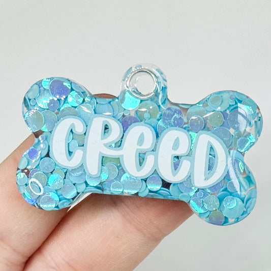 BLUE DOTTY GLITTER TAG