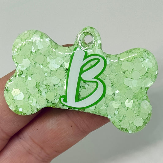 GREEN GLITTER TAG