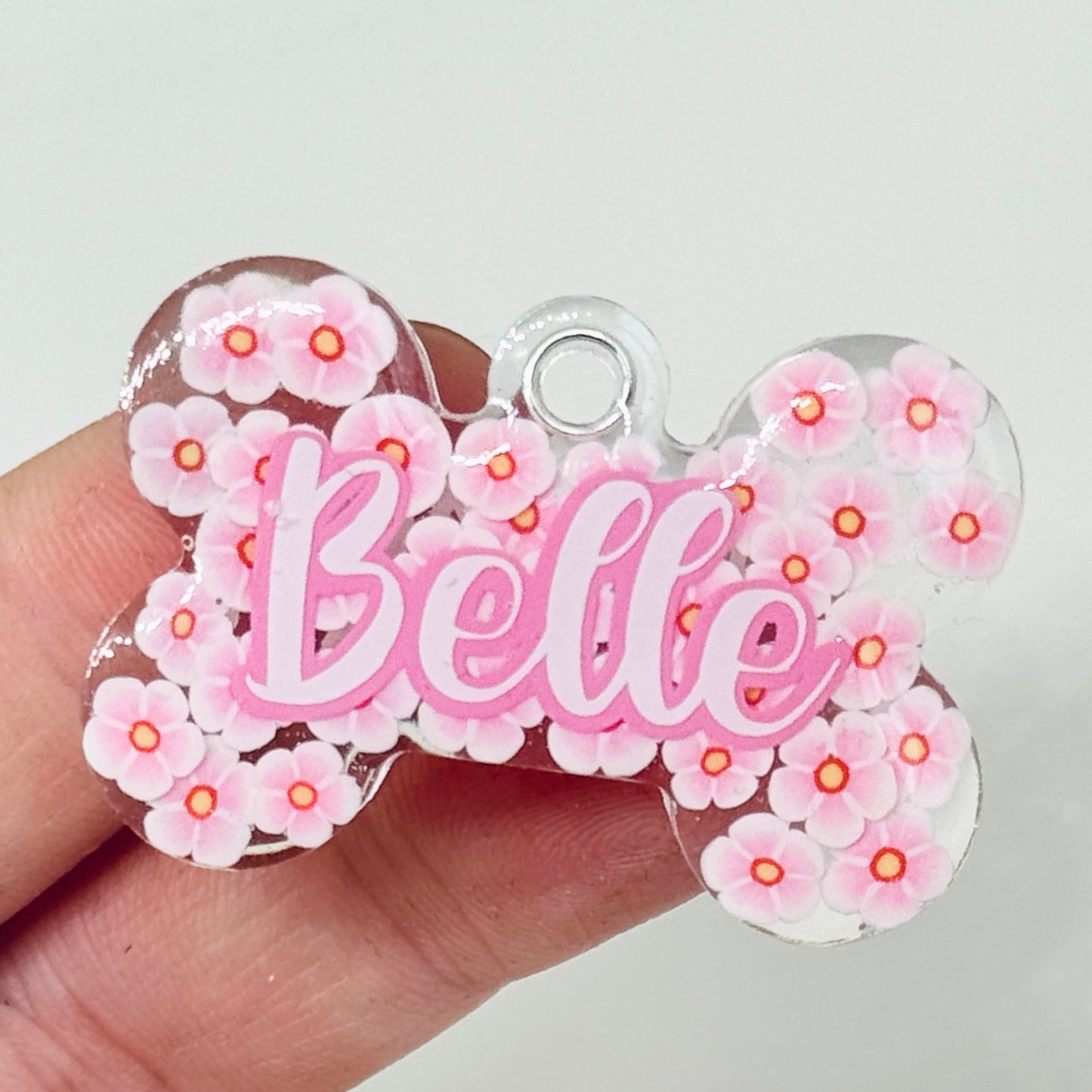 PRETTY PINK FLOWER TAG