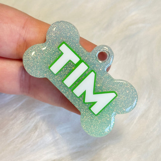 LIGHT GREEN JELLY GLITTER TAG