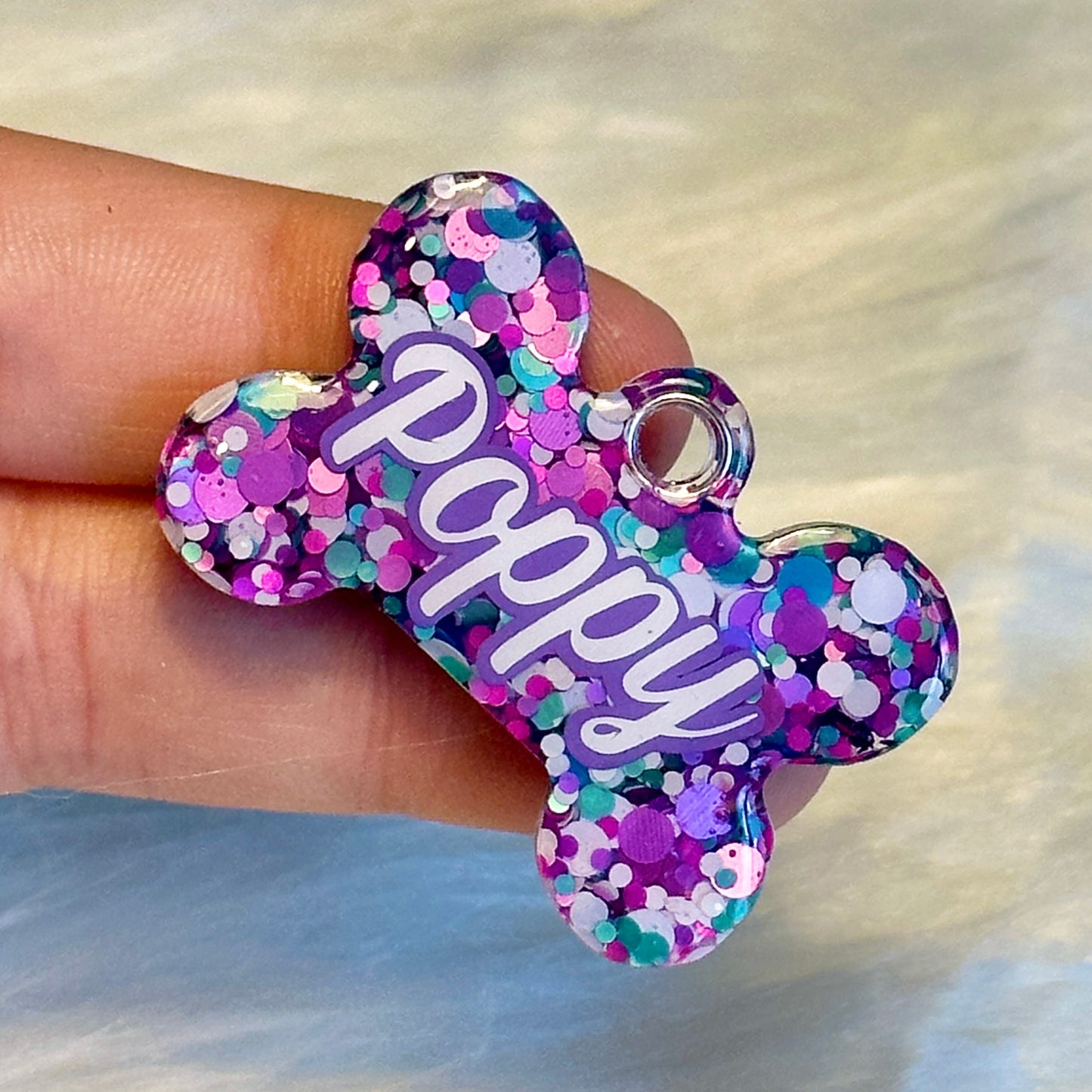 PURPLE DOTTY GLITTER TAG