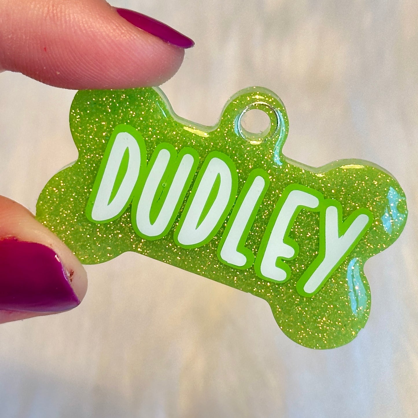 GREEN JELLY GLITTER TAG