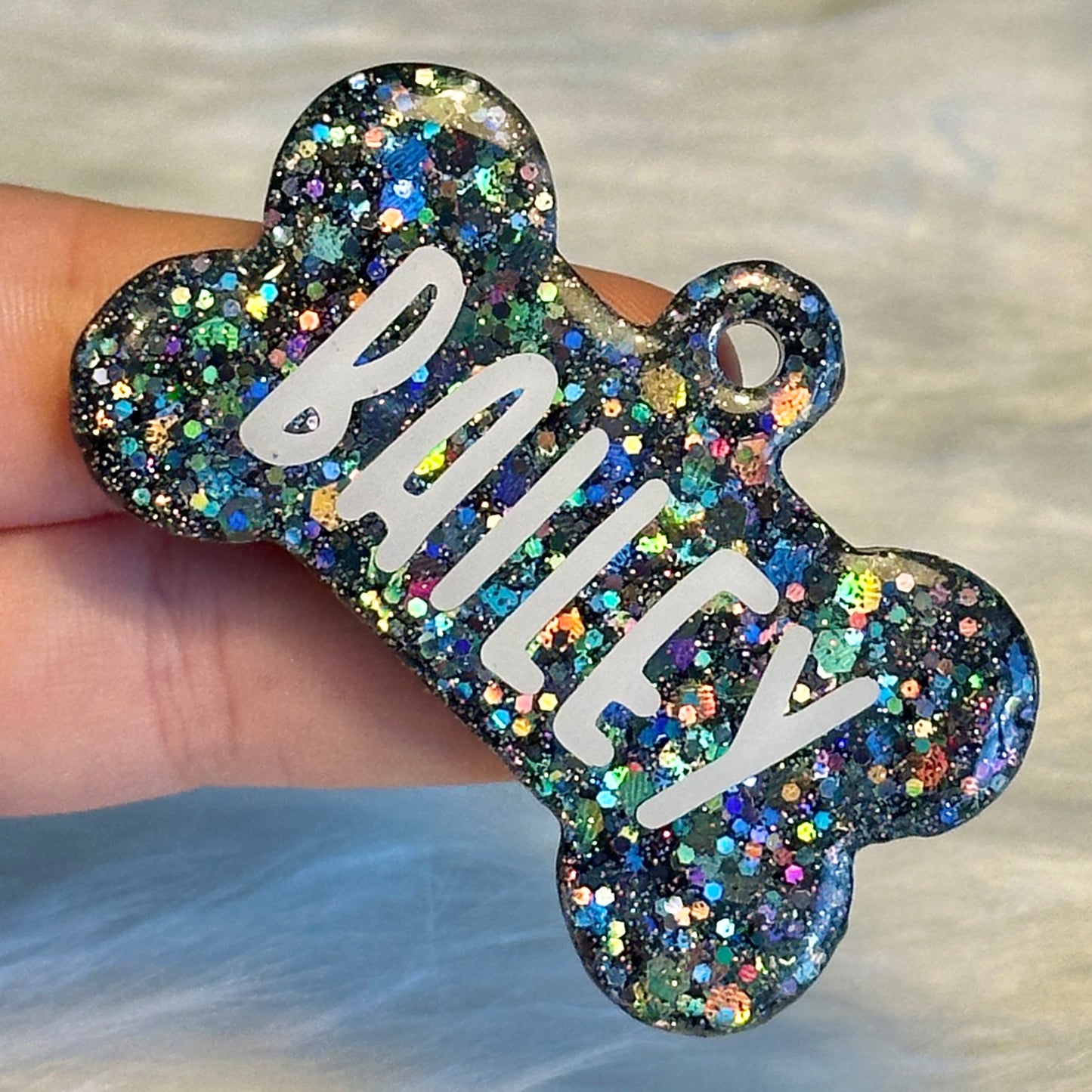 BLACK HOLO GLITTER TAG