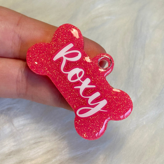 BRIGHT CORAL JELLY GLITTER TAG