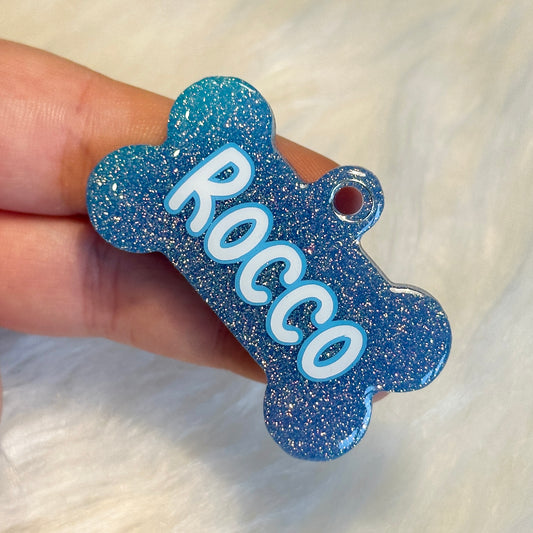 BLUE JELLY GLITTER TAG