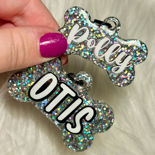 SILVER RAINBOW GLITTER TAG